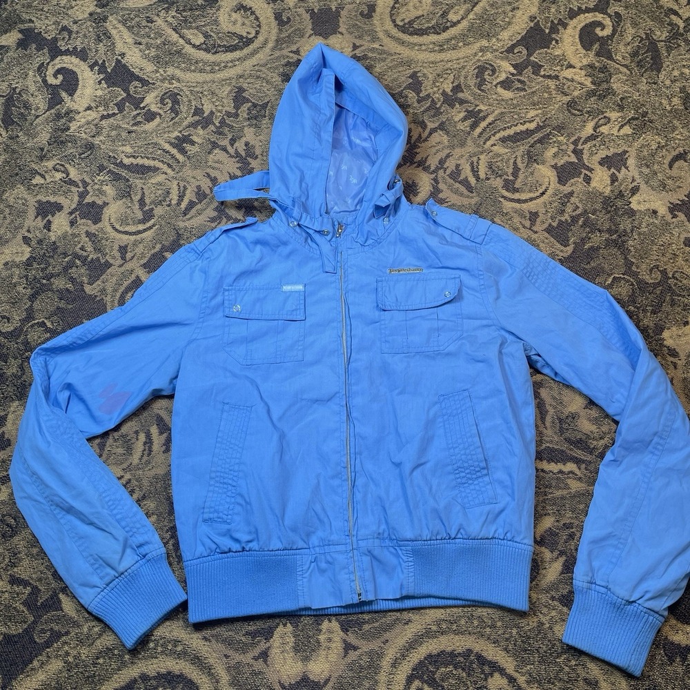 Vtg Y2K Live Mechanics Bomber Zip Up Jacket Womens Size XL Blue